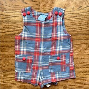 Bella Bliss Plaid Sleeveless Jon Jon with Red Buttons